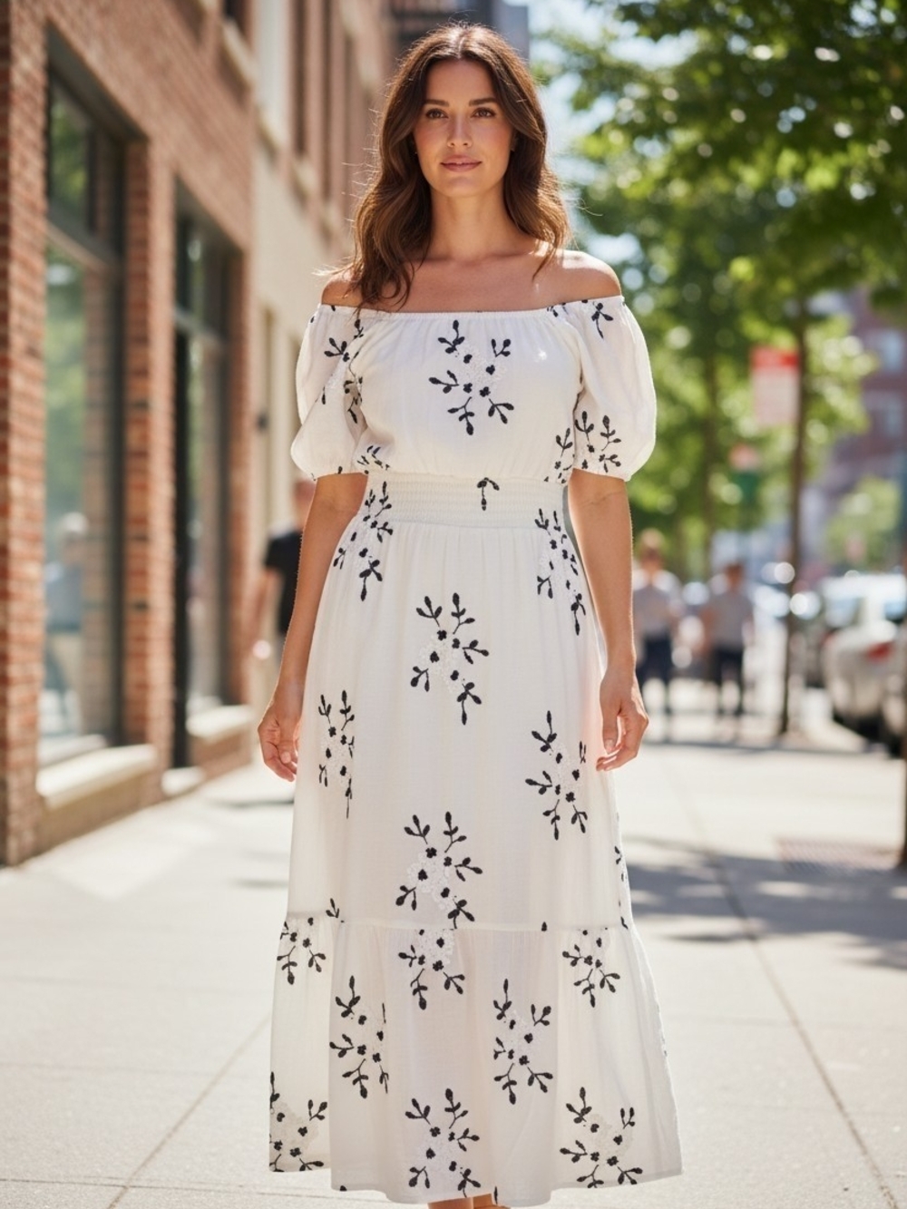 Kindred White Floral Off-Shoulder Maxi Dress 2X